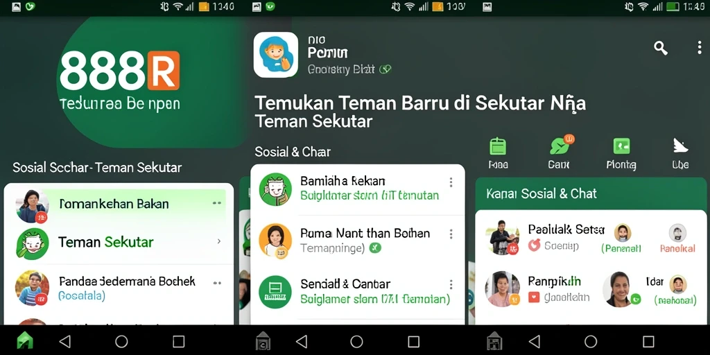 Tampilan antarmuka aplikasi 888R untuk mencari teman baru.