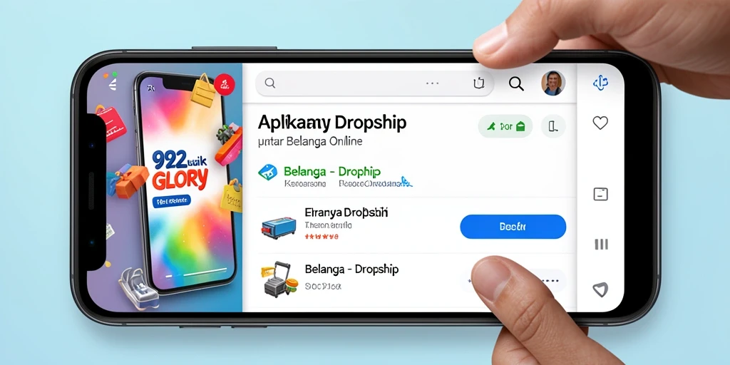 Tampilan antarmuka utama 92GLORY dengan fungsi Dropship yang mudah digunakan.