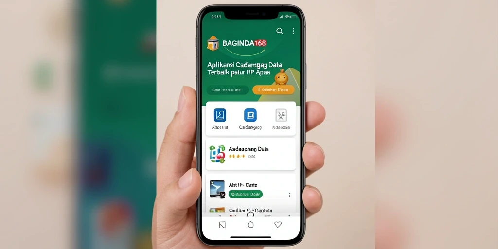 Tampilan antarmuka pengguna aplikasi BAGINDA168 untuk cadangan data.