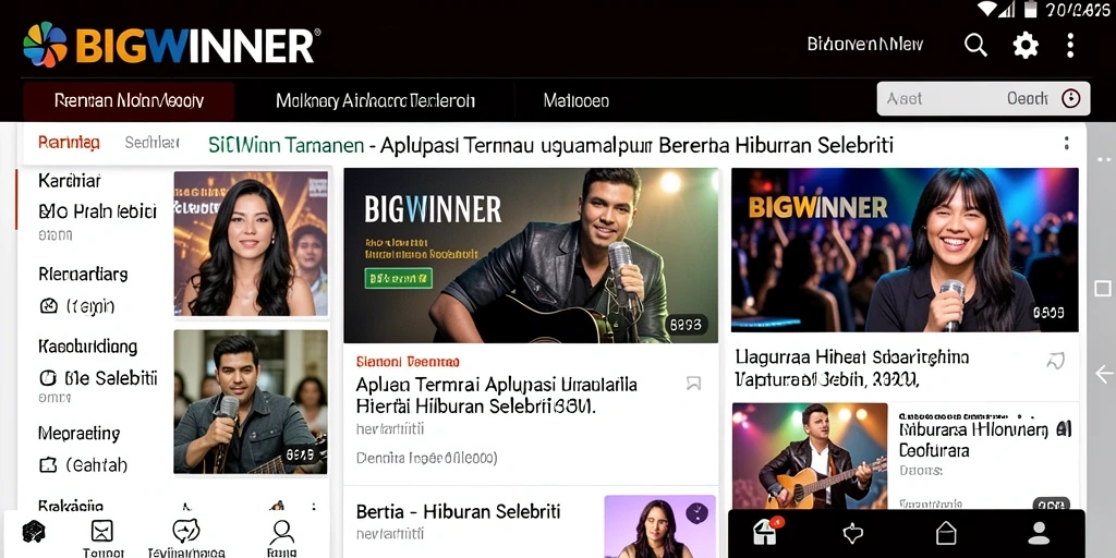 Tampilan antarmuka aplikasi BIGWINNER yang menarik dan informatif.