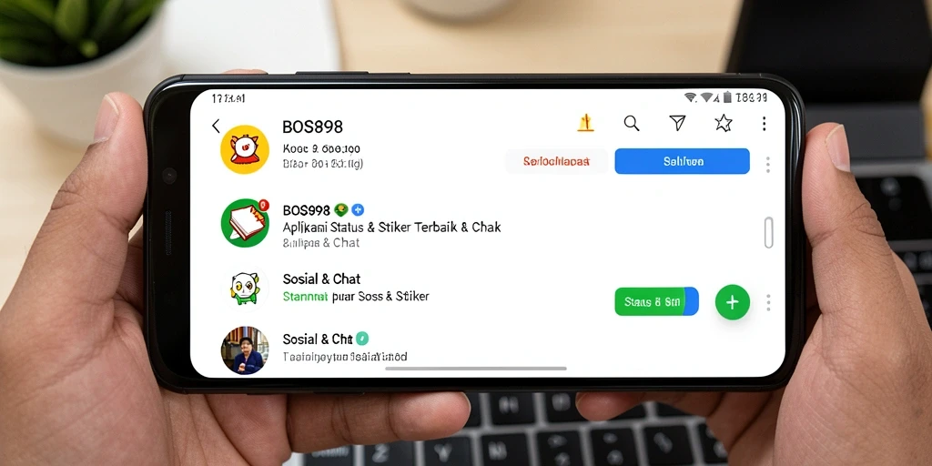 Antarmuka BOS898 yang menarik dengan berbagai stiker.