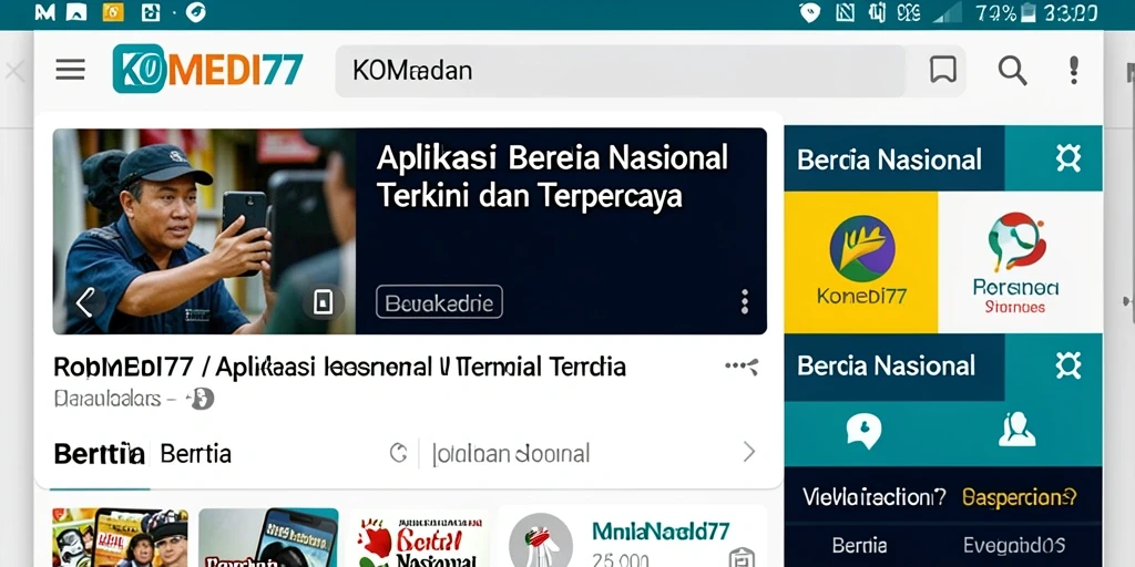 Tampilan utama aplikasi KOMEDI77 menampilkan berita nasional terbaru dan terpopuler.