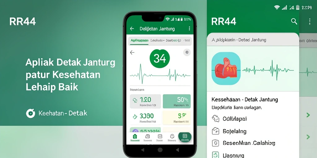 Screenshot utama RR44 menunjukkan antarmuka pemantauan detak jantung yang intuitif.