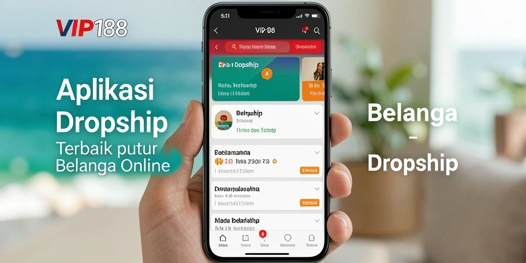 Tampilan antarmuka VIP188 yang menggambarkan kemudahan penggunaan aplikasi Dropship.