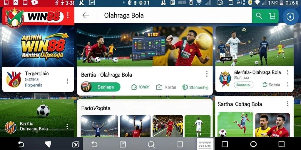 Tampilan antarmuka WIN88 menampilkan berita olahraga bola terbaru.
